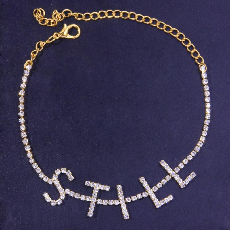 Charm Anklets for Women CZ Letter Ankle Bracelets