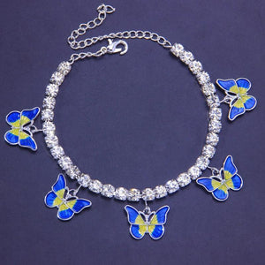 Crystal Butterfly Anklet Women Foot Jewelry Summer Beach Leg Bracelet