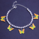 Crystal Butterfly Anklet Women Foot Jewelry Summer Beach Leg Bracelet