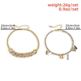Retro Butterfly Rhinestone Anklet for Women