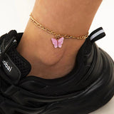 Retro Punk Rhinestone Butterfly Anklet Women's Jewelry