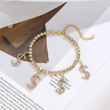 Boho Style Crystal Dollar Pattern Anklet Foot Chain Ankle Bracelet for Women