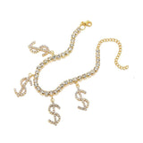 Boho Style Crystal Dollar Pattern Anklet Foot Chain Ankle Bracelet for Women