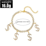 Boho Style Crystal Dollar Pattern Anklet Foot Chain Ankle Bracelet for Women