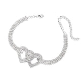 Sweet Double Heart Anklet Bracelet with Crystal
