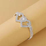 Sweet Double Heart Anklet Bracelet with Crystal