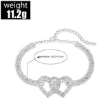 Sweet Double Heart Anklet Bracelet with Crystal