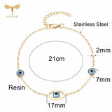 Evil Eye Resin Beads Foot Bracelet Stainless Steel Chain Ankle Accessory