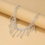 Boho Anklet Foot Chain Summer Bracelet Tassel Crystal Pendant Charm Anklet