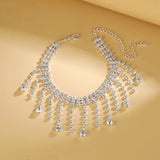 Boho Anklet Foot Chain Summer Bracelet Tassel Crystal Pendant Charm Anklet