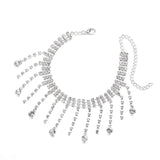 Boho Anklet Foot Chain Summer Bracelet Tassel Crystal Pendant Charm Anklet