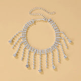 Boho Anklet Foot Chain Summer Bracelet Tassel Crystal Pendant Charm Anklet