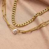 Three-Layer Chain Anklet with Rhinestone and Pearl for Women