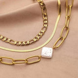 Three-Layer Chain Anklet with Rhinestone and Pearl for Women