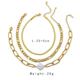 Three-Layer Chain Anklet with Rhinestone and Pearl for Women