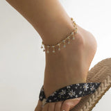 Boho Rhinestone Tassel Chain Anklet for Women