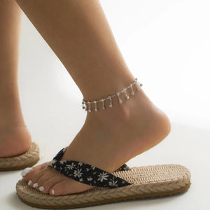 Boho Rhinestone Tassel Chain Anklet for Women