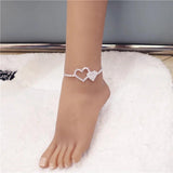 Zircon Heart Anklet Summer Beach Jewelry