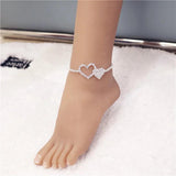 Zircon Heart Anklet Summer Beach Jewelry