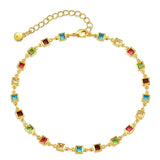 Copper Plated 18K Mixed Square Zircon Leg Chain Bohemian Feet