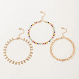 Colorful Bead Tassel Multilayer Anklet for Women