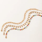 Colorful Bead Tassel Multilayer Anklet for Women