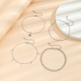 Vintage Multilayer Pink Bead Anklet Metal Scallop Pendant Anklets