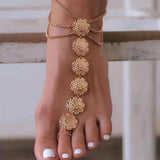 Retro Carved Flower Alloy Anklet for Women