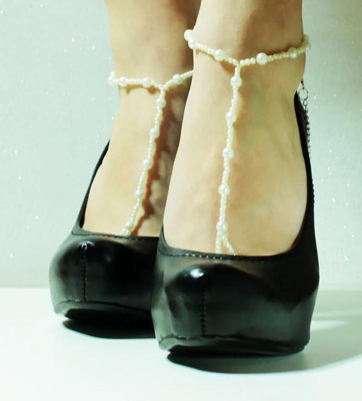 Pearl Link Barefoot Sandal Anklet Foot Chain Shoe Jewelry