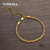 Stainless Steel 4MM Rope Chain Anklet with Extender Chain Foot Jewelry