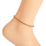 Stainless Steel 4MM Rope Chain Anklet with Extender Chain Foot Jewelry
