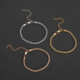Stainless Steel 4MM Rope Chain Anklet with Extender Chain Foot Jewelry