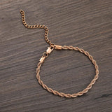 Stainless Steel 4MM Rope Chain Anklet with Extender Chain Foot Jewelry