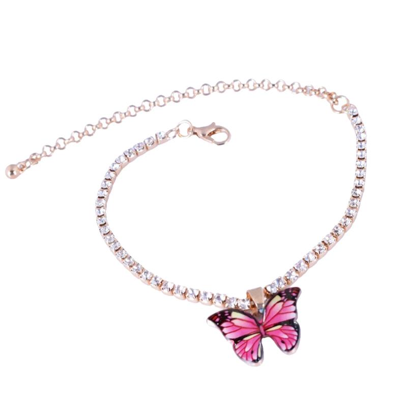 Dainty Rhinestone Butterfly Anklet, Versatile Chain for Women Girls