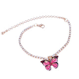 Dainty Rhinestone Butterfly Anklet, Versatile Chain for Women Girls