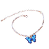 Dainty Rhinestone Butterfly Anklet, Versatile Chain for Women Girls