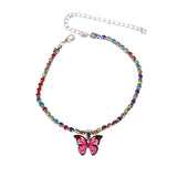 Dainty Rhinestone Butterfly Anklet, Versatile Chain for Women Girls