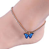 Dainty Rhinestone Butterfly Anklet, Versatile Chain for Women Girls