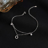 Crystal Anklets Women Foot Chain Minimalist Circle Silver Plated