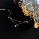 Crystal Anklets Women Foot Chain Minimalist Circle Silver Plated