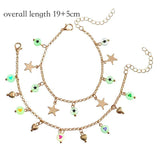 Luminous Star Bead Pendant Anklet for Girls Teens, 2Pcs/set