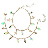 Luminous Star Bead Pendant Anklet for Girls Teens, 2Pcs/set
