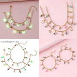 Luminous Star Bead Pendant Anklet for Girls Teens, 2Pcs/set