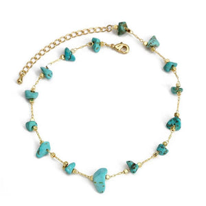 Bohemian Turquoise Anklets for Women Stone Chain Foot Ankle Bracelet Jewelry
