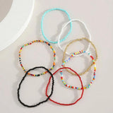 7 Pcs Bead Anklet Set Women's Bracelet Foot Chains Resin Beads Heishi Bracelets