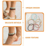 7 Pcs Bead Anklet Set Women's Bracelet Foot Chains Resin Beads Heishi Bracelets