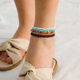 7 Pcs Bead Anklet Set Women's Bracelet Foot Chains Resin Beads Heishi Bracelets