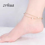 Minimalist Silver Circle Anklets For Women Geometric Metal Chain Fine Jewelry