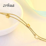 Minimalist Silver Circle Anklets For Women Geometric Metal Chain Fine Jewelry