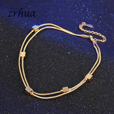Minimalist Silver Circle Anklets For Women Geometric Metal Chain Fine Jewelry